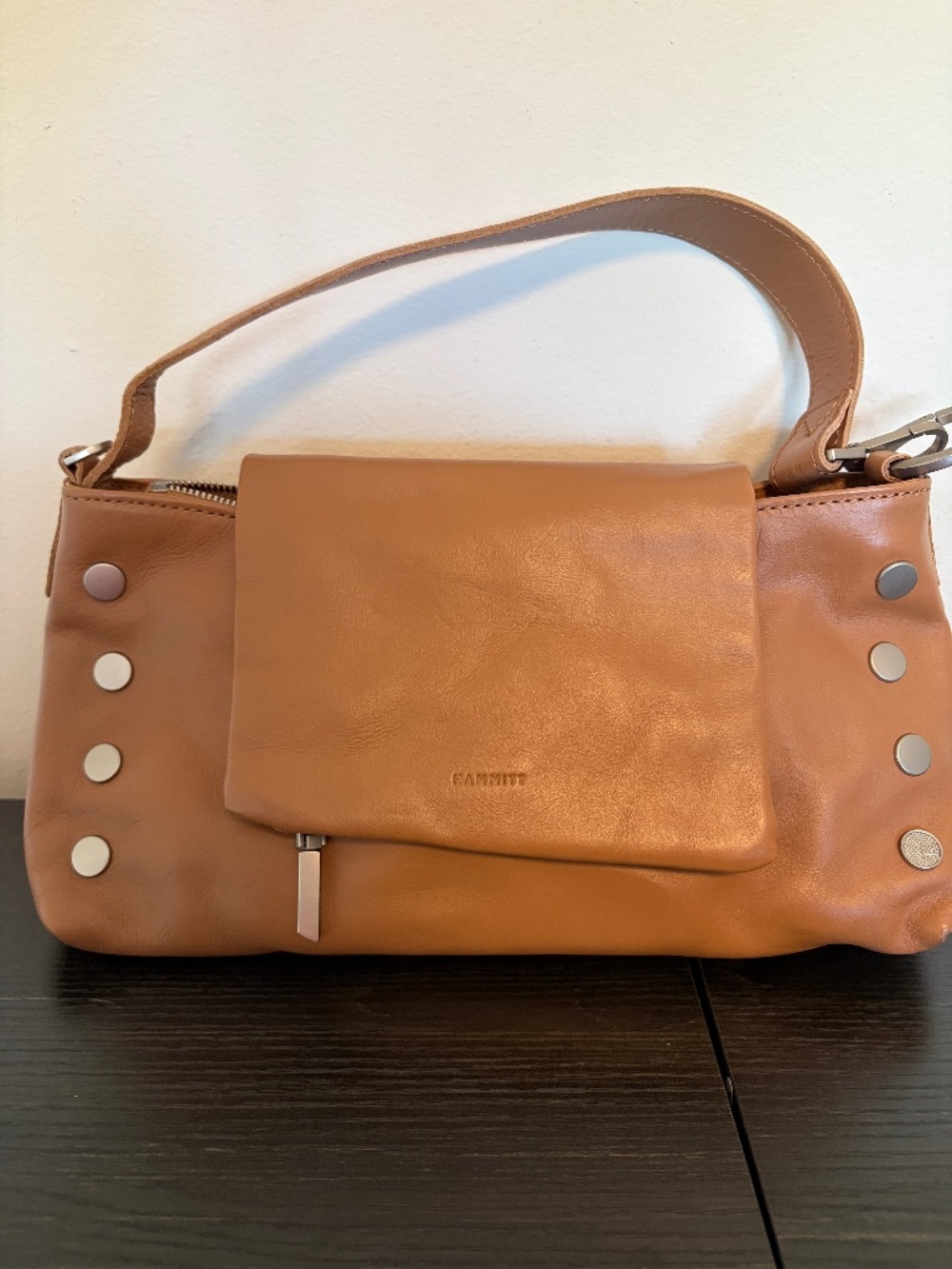 Hammitt VIP Medium Crossbody Clutch - Almond Nude Leather & Gunmetal